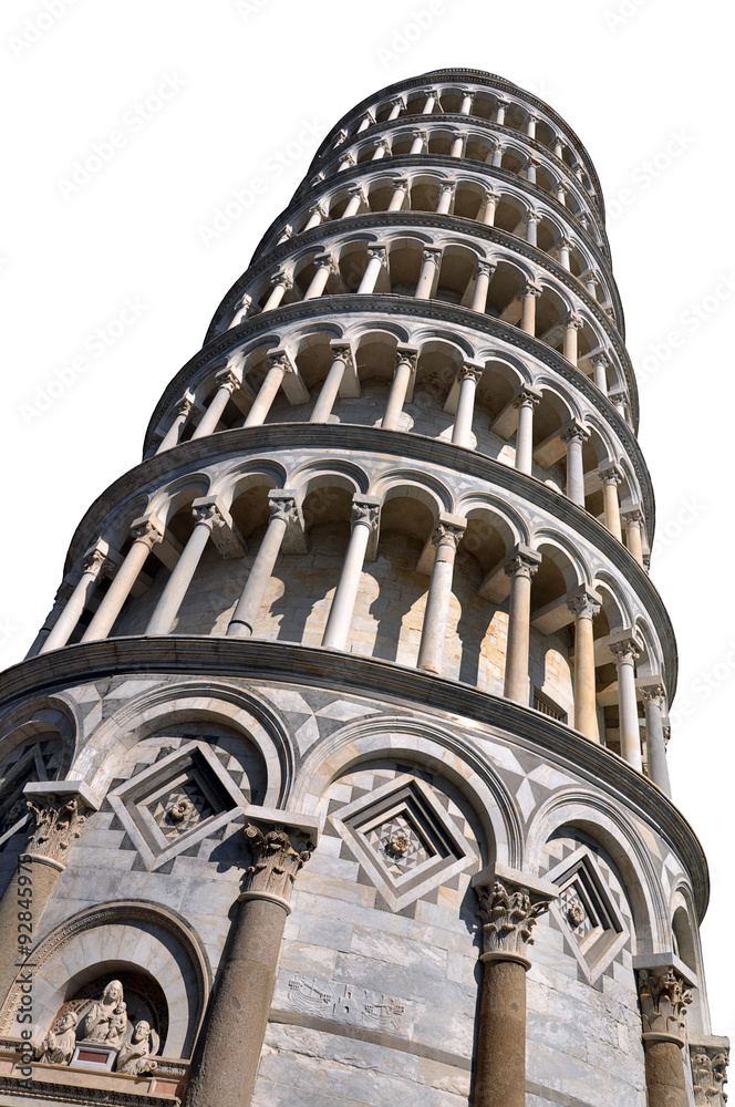 Torre Pendente di Pisa isolato su sfondo bianco