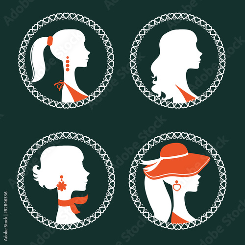 Beautiful elegant women silhouettes set 