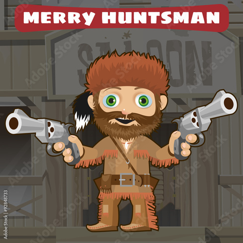 Cartoon character of Wild West - merry huntsman