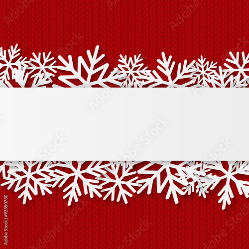 Christmas background with paper snowflakes