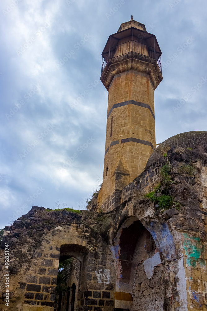 Old mosque, decaying, falling apart, shot in tiberias Israel