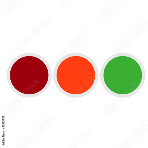 Abstract traffic signal illustration with red, orange and green lights 