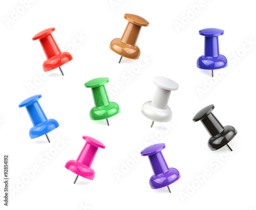  Colorful pushpins isolated on white background
