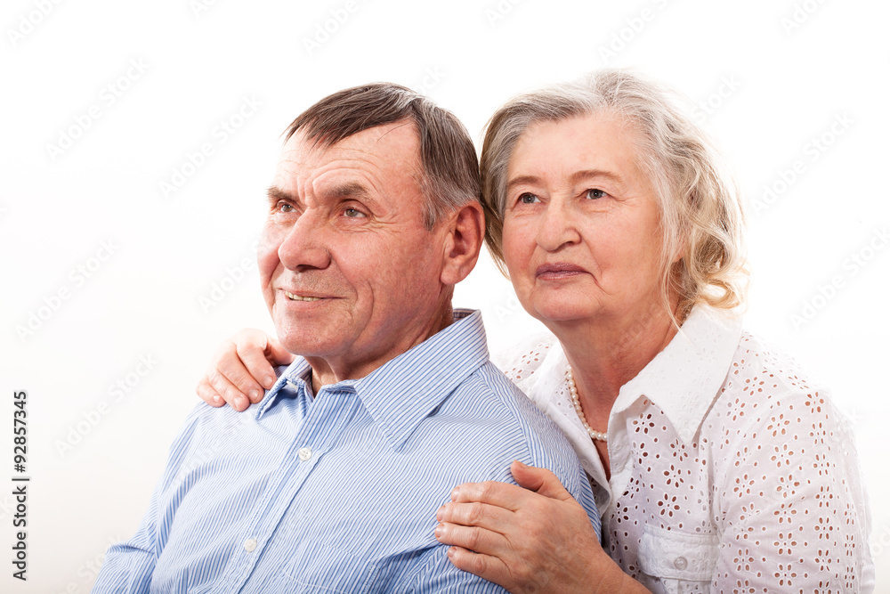 Closeup portrait of smiling elderly couple Closeup portrait of smiling elderly couple
