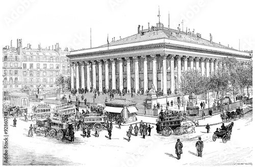 Fotografie Paris Bourse, vintage engraving.