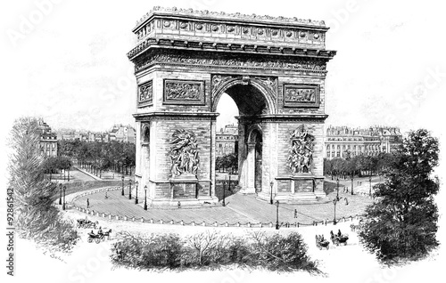 Triumphal arch of the star, vintage engraving. photo