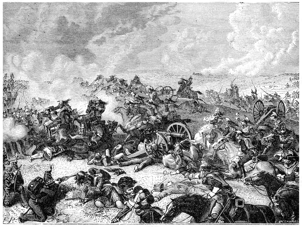 Φωτογραφία Battle of Waterloo Ney charge the land of cuirassiers, vintage e