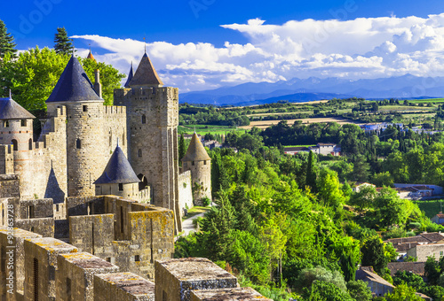 Carcassonne - impressive town-fortress in France photo