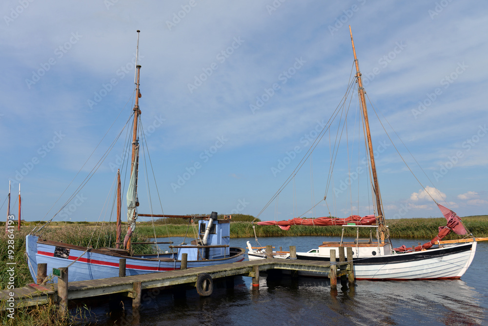 traditionelle alt Fjord Fischerboote im Museumshafen Nymindegab traditionelle alt Fjord Fischerboote im Museumshafen Nymindegab