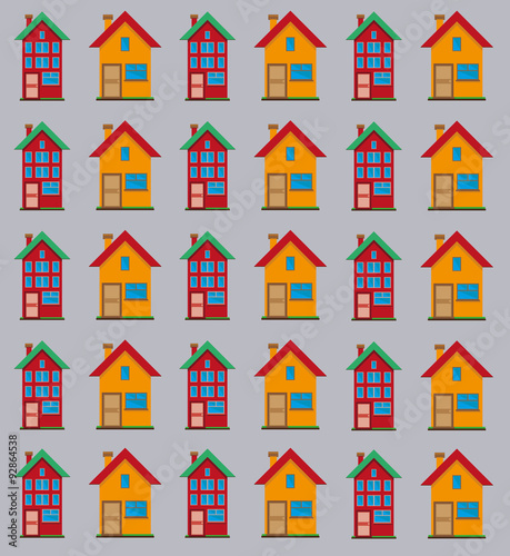 Detailed flat houses pattern.