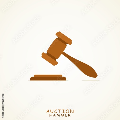 Judge or Auction Hammer icon in Flat style.