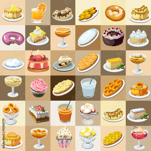 great set of candys, cakes and other sweets