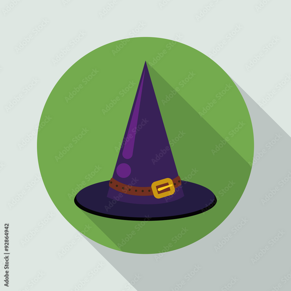 Fototapeta premium Classic Pointy Witch Flat Hat, Vector Illustration