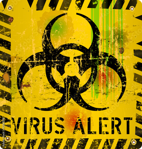 computer virus alert sign, vector illustration