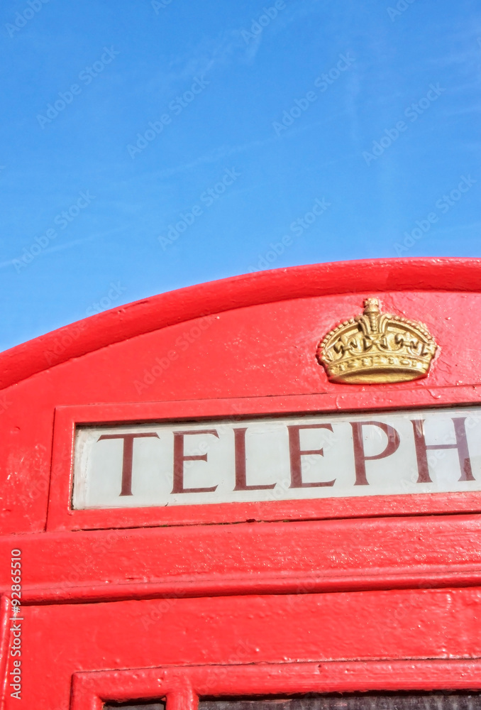 Classic red telephone booth with copy space Classic red telephone booth with copy space