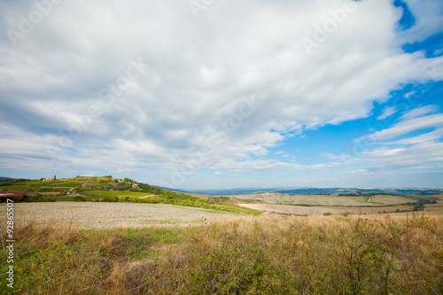 Beautiful autumn Tuscany vineyards view