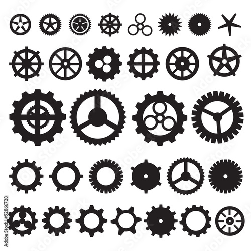 Steampunk collection machine gear. wheel cogwheel vector, set of