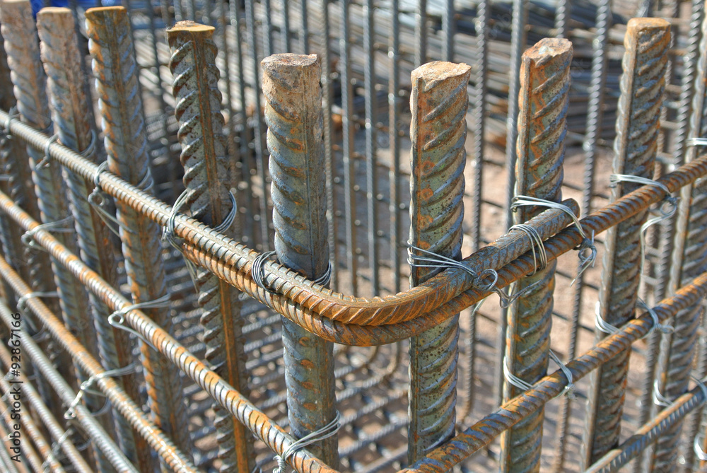 Steel reinforcement bars. Steel rods or bars used to reinforce concrete  Stock Photo | Adobe Stock