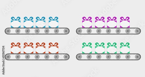 four conveyer belts and gifts