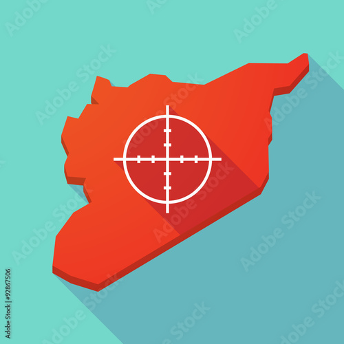 Long shadow Syria map with a crosshair