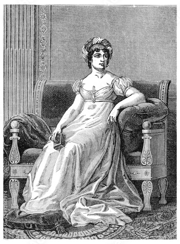 Valokuva Madame de Stael, vintage engraving.