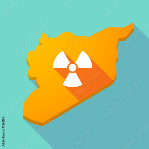 Long shadow Syria map with a radio activity sign