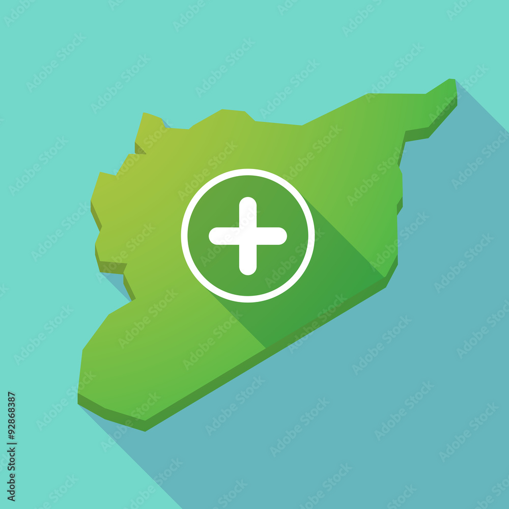 Obraz premium Long shadow Syria map with a sum sign