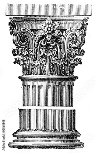 фотографія Composite order, Temple of Vesta at Tivoli, vintage engraving.