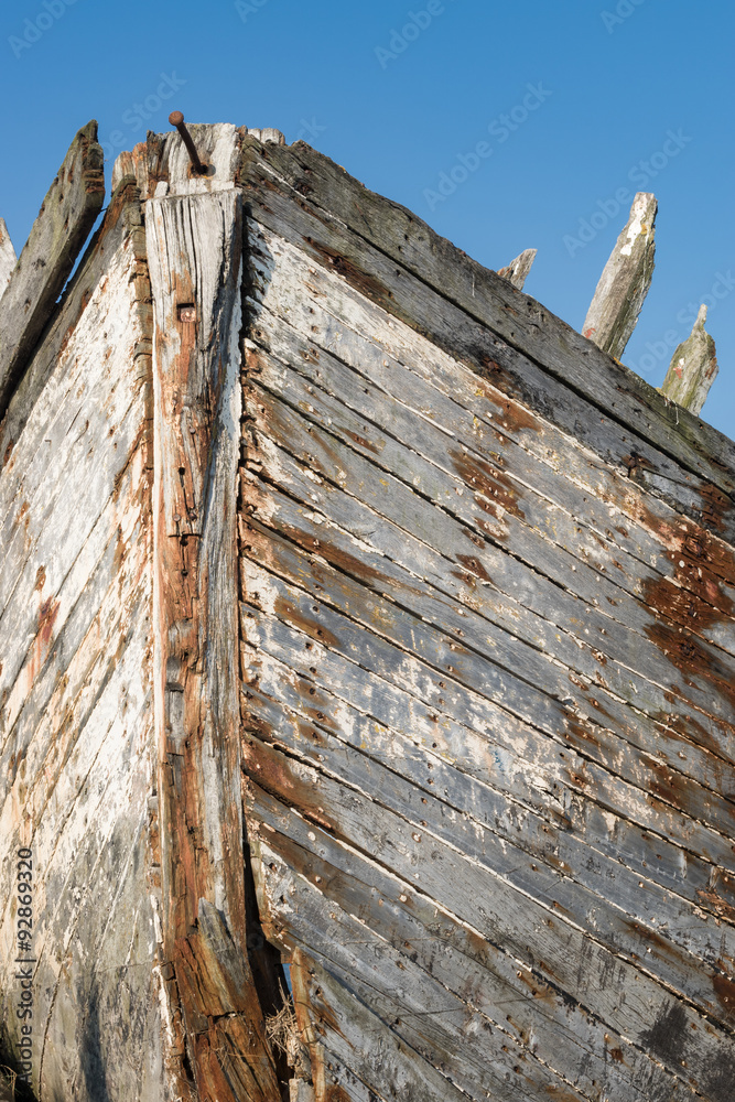 old Boat at Low Tide in France, Normandy old Boat at Low Tide in France, Normandy
