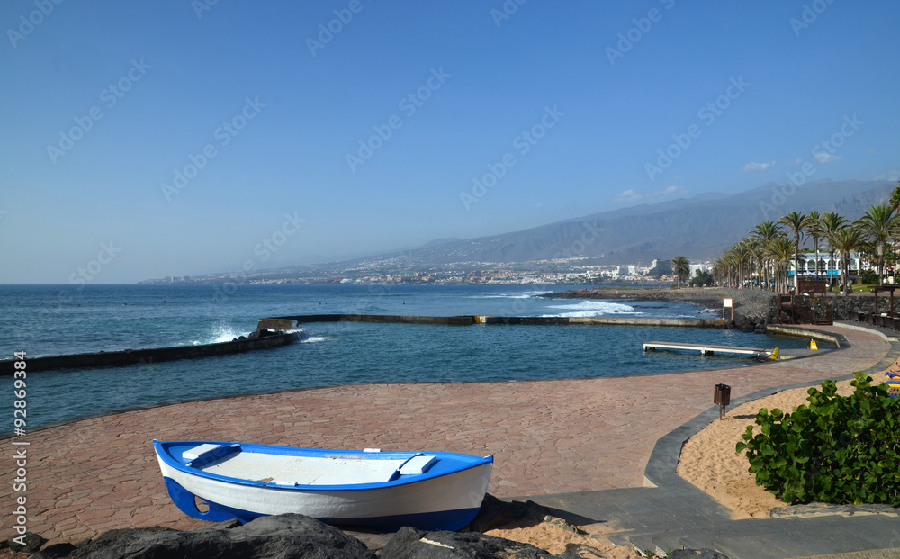 View on Atlantic ocean and Las Americas coast in Tenerife,Canary Islands. - obrazy, fototapety, plakaty 