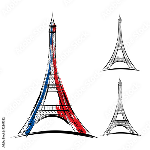 Vector eiffel tower on white background