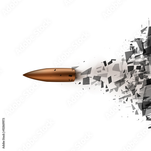 Bullet shot smashed the glass in the splinters. Vector illustration