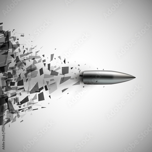 Bullet shot smashed the glass in the splinters. Vector illustration