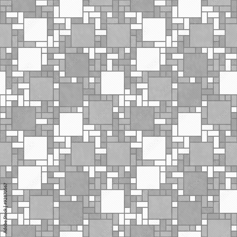 Gray and White Square Mosaic Abstract Geometric Design Tile Patt