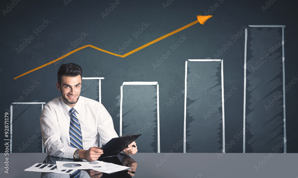 businessman with business diagram businessman with business diagram