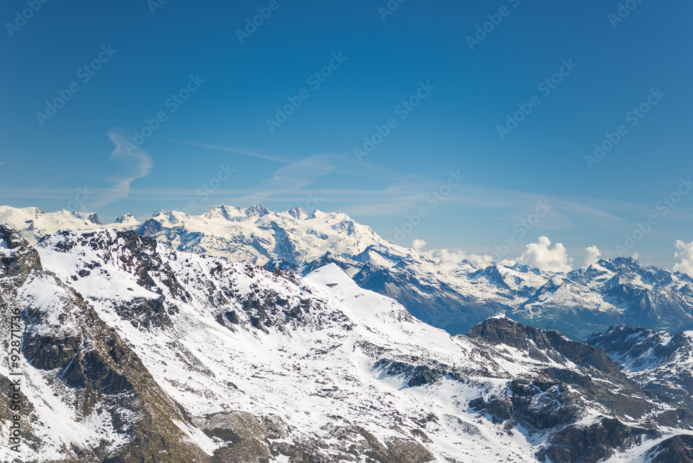 Majestic mountain peaks in winter in the Alps