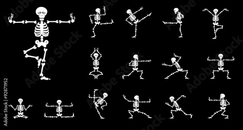 Set vector design elements  funny skeletons - kung fu