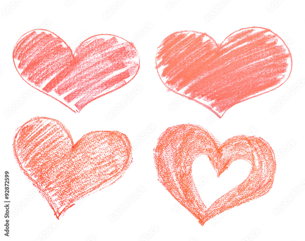 hand drawn heart pencil,  isolated on white background