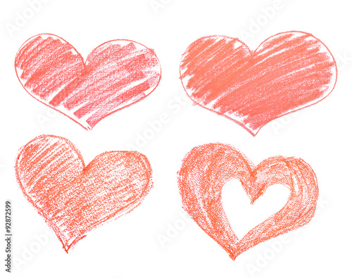 hand drawn heart pencil, isolated on white background