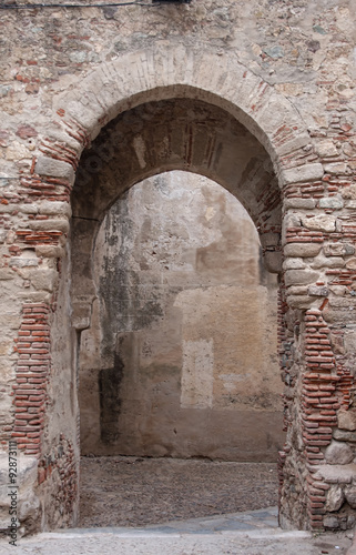 Zona monumental del alcazaba de Badajoz en la comunidad de Extremadura  Espa  a