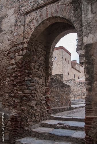 Zona monumental del alcazaba de Badajoz en la comunidad de Extremadura  Espa  a