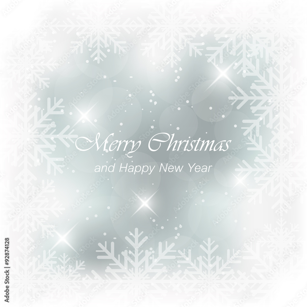 Abstract vector blue light Christmas card.