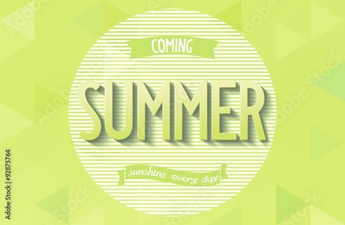 Graphic poster with 3D inscription "Summer" in the minimalist style. Vector eps 10