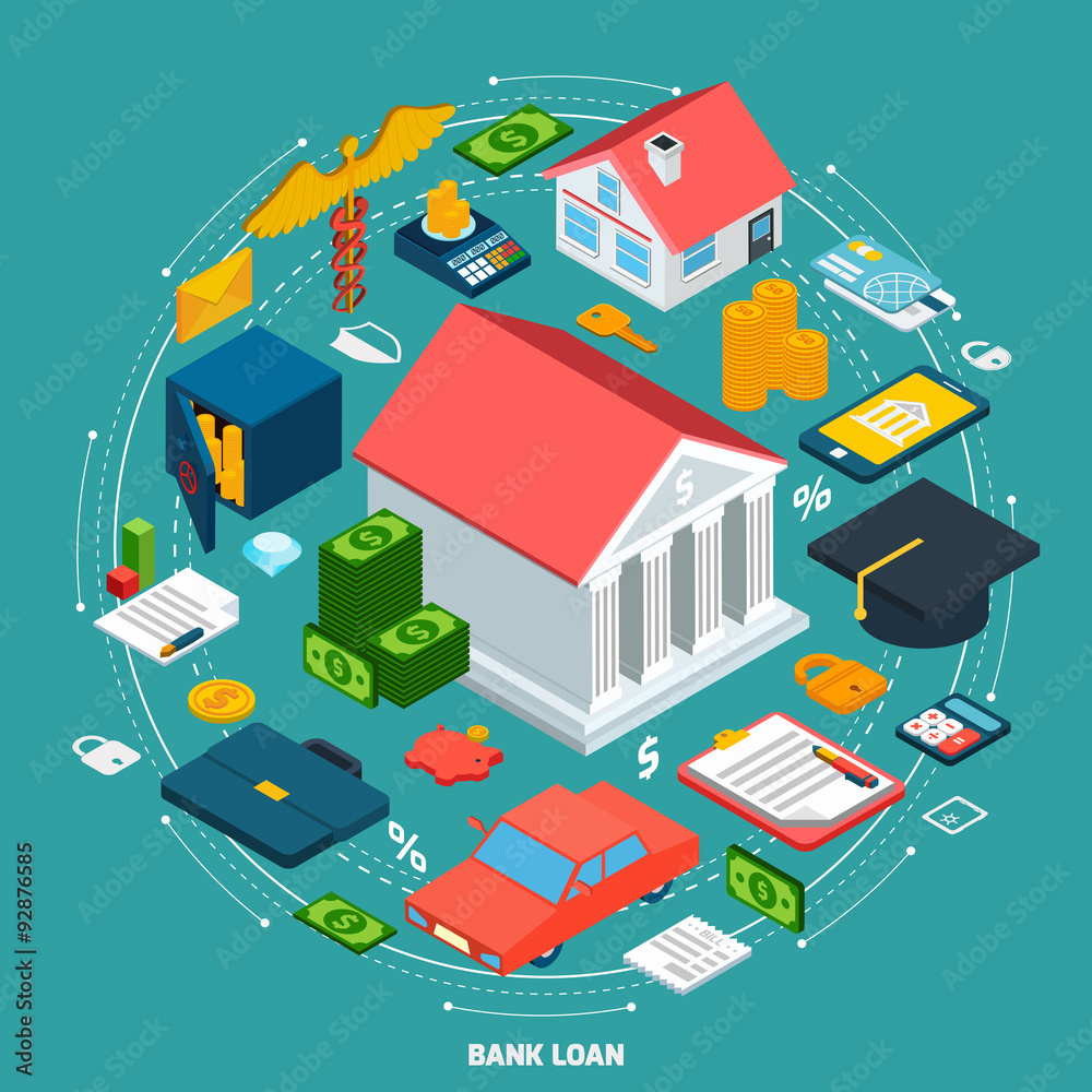 Bank Loan Isometric Concept