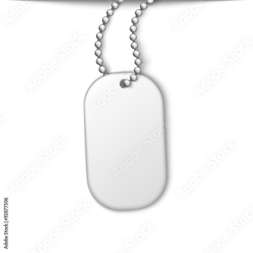 Army metal jetton on a chain. White isolated element design