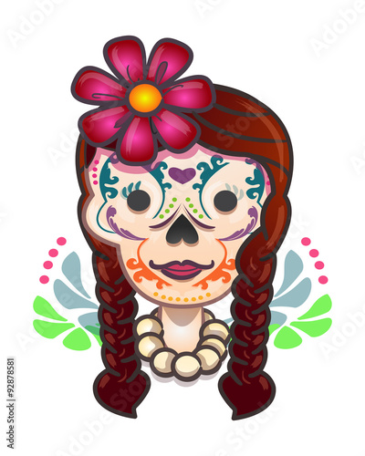 Mexican traditional catrina cartoon
