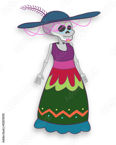 Catrina cartoon mexican traditional drawing