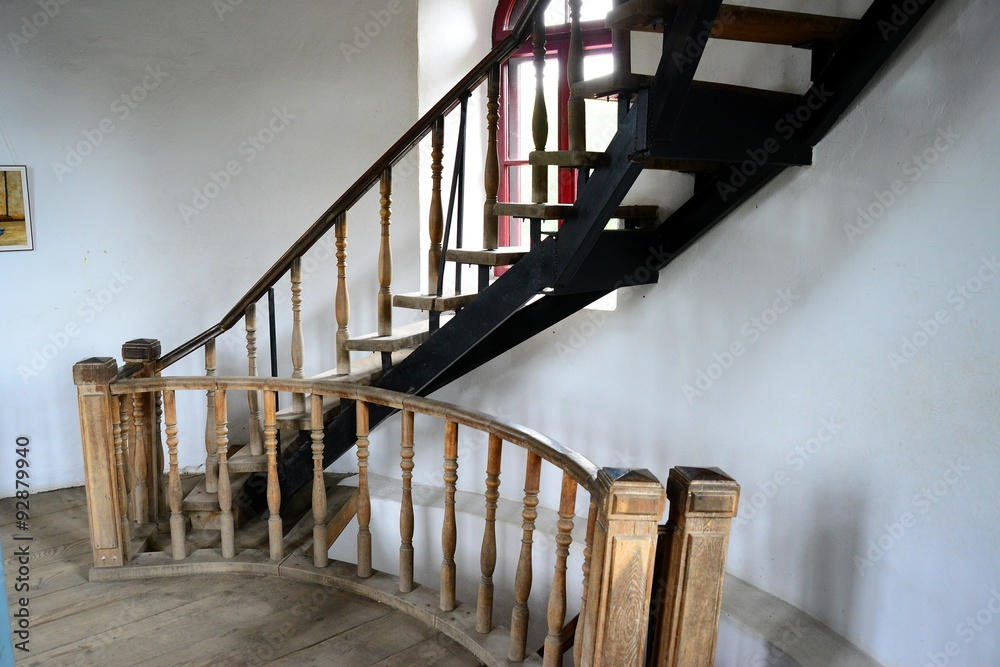 Stairs to the tower of Raudone old red bricks castle Stairs to the tower of Raudone old red bricks castle