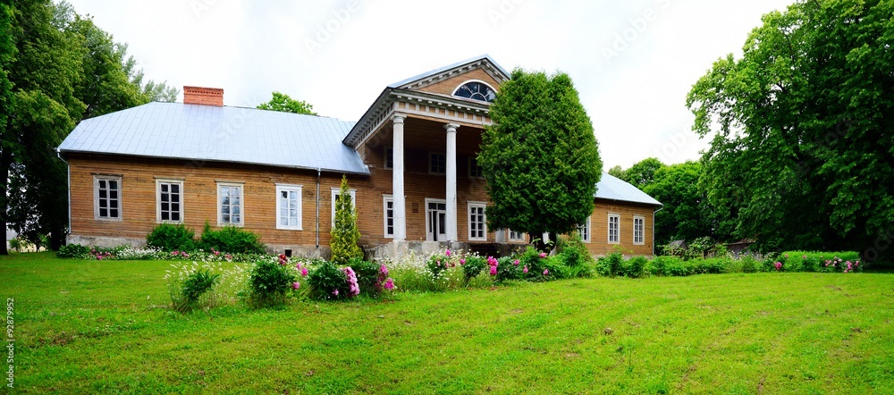 Old manor in Veliuona little town view on summer time