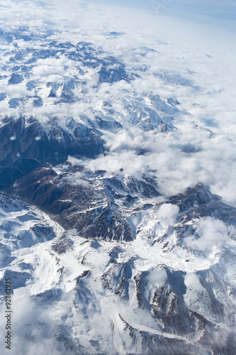 view on Tibet mountains. view from the airplane window 